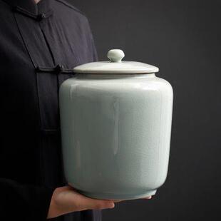 中式 茶叶罐特大号密封罐散茶普洱陶瓷存储藏茶罐散装 家用茶缸空罐