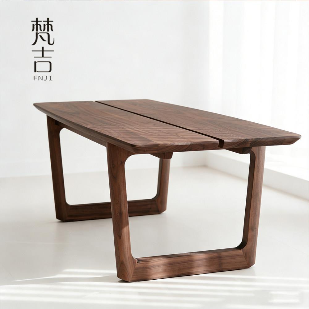 意式轻奢北美黑胡桃木餐桌长方形茶桌大板桌椅组合家用饭桌定制