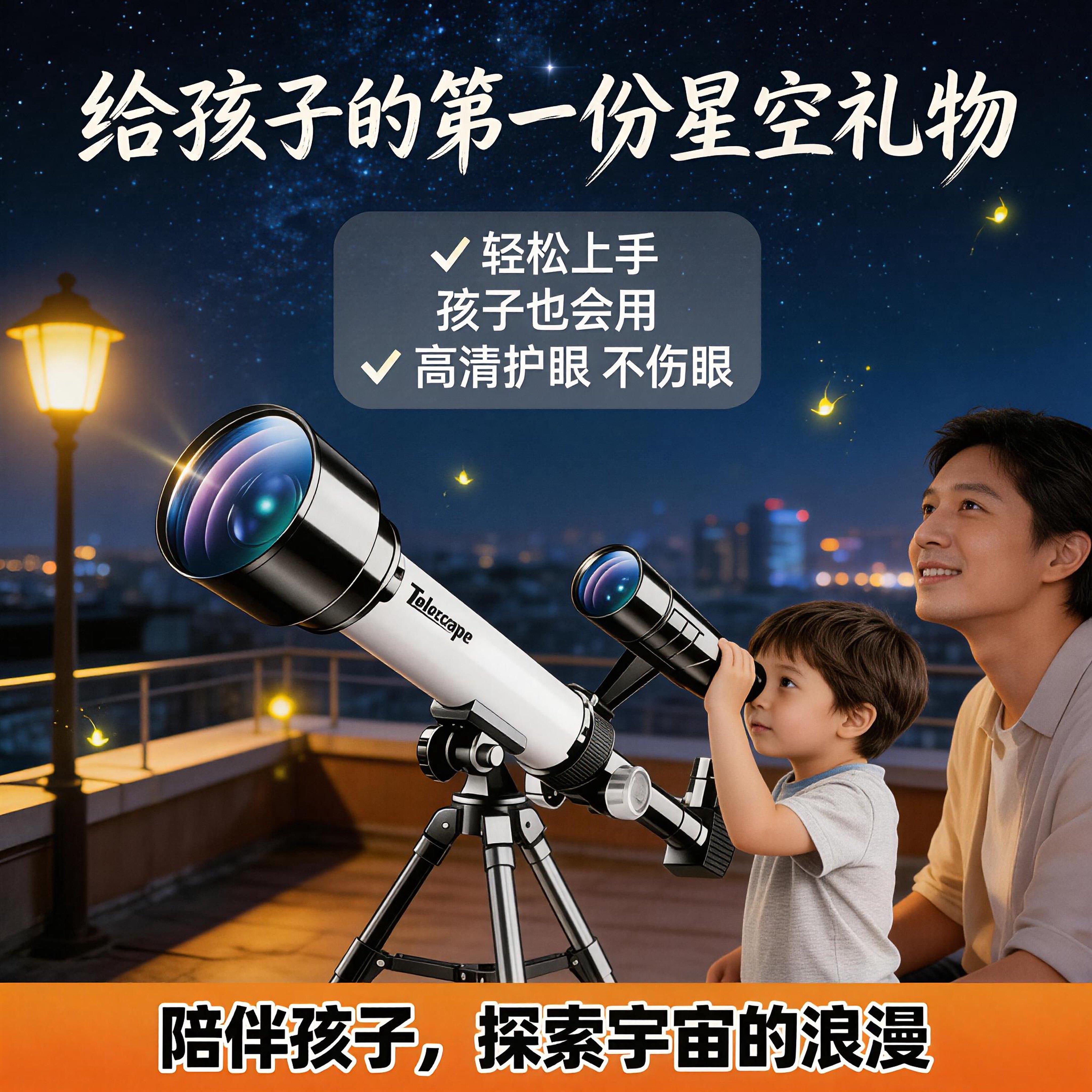 儿童天文望远镜中小学生专用折射式高清便携观星镜男孩的生日礼物