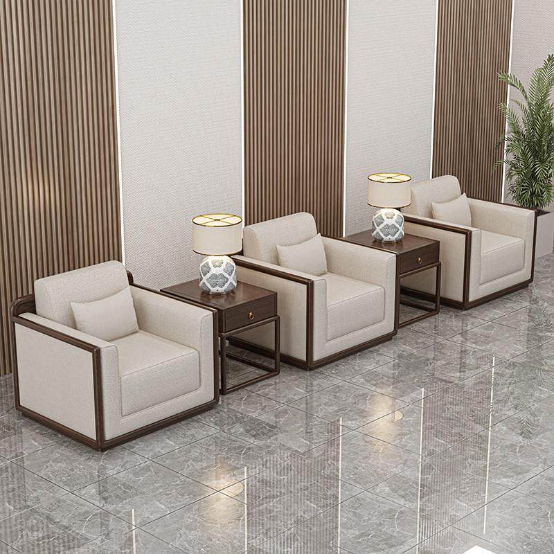 新中式实木办公沙发茶几贵宾商务接待洽谈大型会议室单人位布艺,商业/办公家具,沙发,淘宝优惠券,粉丝福利购,淘宝优惠卷