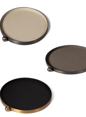 现代无障碍豪华单点球盘模型房餐厅客厅家庭金属皮革存储盘装饰