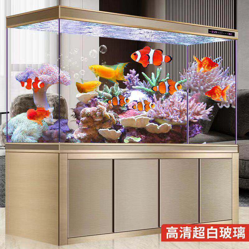 龙鱼缸客厅大型水族箱底滤超白玻璃家用隔断生态金鱼缸自动免换水