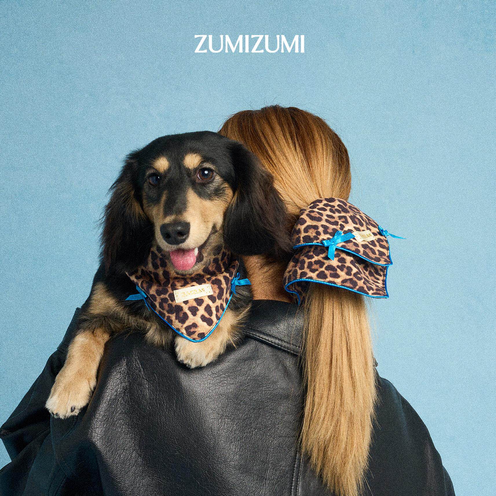ZUMIZUMI英国豹纹宠物人宠同款口水巾三角巾发圈猫狗配饰