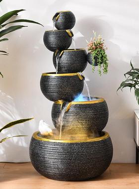 创意欧式流水喷泉装饰家居客厅加湿招财水景现代简约落地式鱼塘装