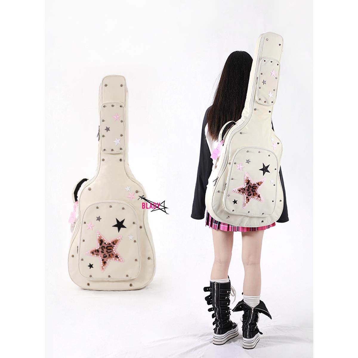 [豹纹星粉]吉他包手工定制电吉他原声吉他朋克亚文化贝斯包