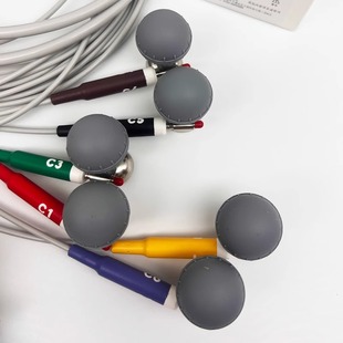 心电图机吸球 导联线配件兼容适用灰色双用 胸电极 四肢体夹