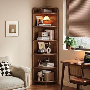 实木角柜墙角三角置物架落地客厅沙发后角落书架扇形拐角收纳层架