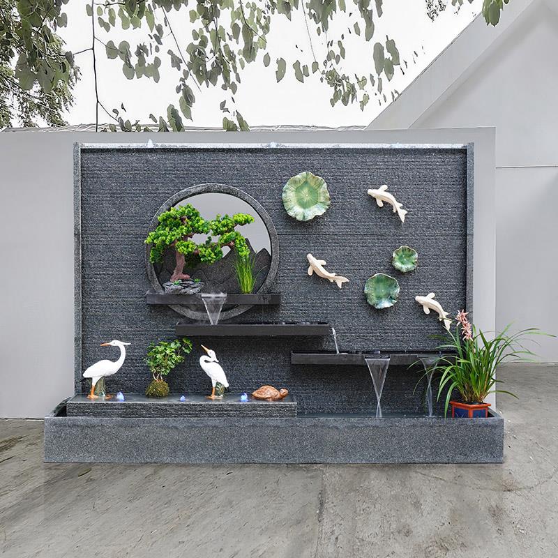 水幕墙影壁墙庭院水系流水屏风假山喷泉景观鱼池户外水景瀑布造景