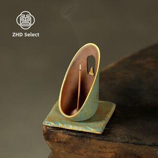 曾修德覆古禅宗香架香炉陶瓷香架敦煌茶道摆件檀香盘