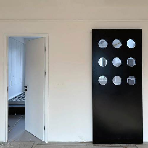 中古风洞洞幽灵门推拉门复古玻璃厨房卫生间门隐形轨道门吊轨移门