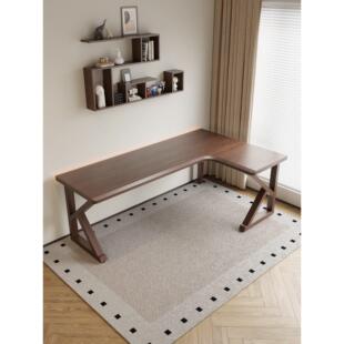 全实木电脑桌桌面家庭电子竞技桌卧室桌长方形双l形角桌