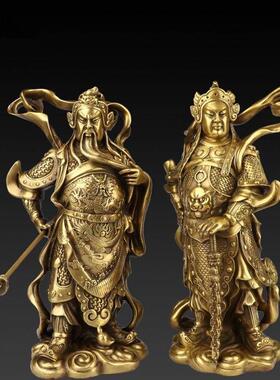 纯黄铜韦陀铜像菩萨摆件镇宅礼品韦陀伽蓝佛像关公韦陀客厅摆件