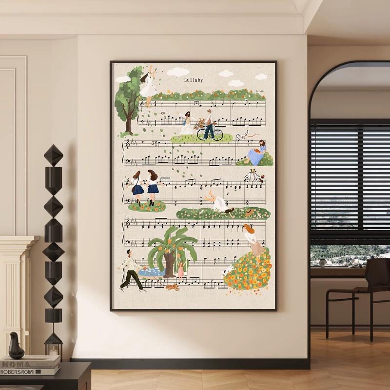 曲谱挂画抽象艺术钢琴挂画摆画小户型女孩卧室客厅餐厅玄关装饰画