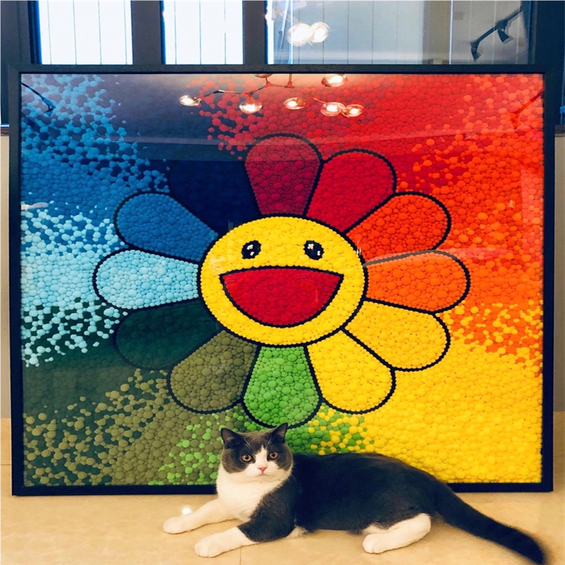 「单画框」网红手工太阳花diy毛球画装饰画 （太阳花特定相框）