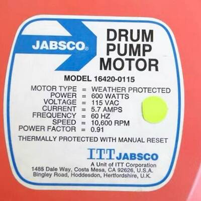 Jabsco 16420-0115 赛莱默全新电动桶泵 Xy~议价