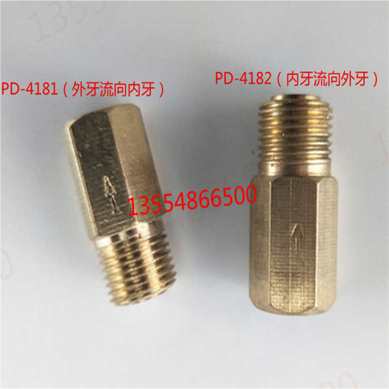 直通单向阀 止回阀接头 油路油管接头 油泵弯头 PD418铜接头