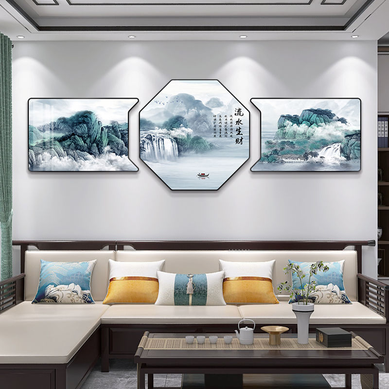 包安装2025新款客厅装饰画沙发背景墙面壁画三联高端创意挂画晶瓷图片