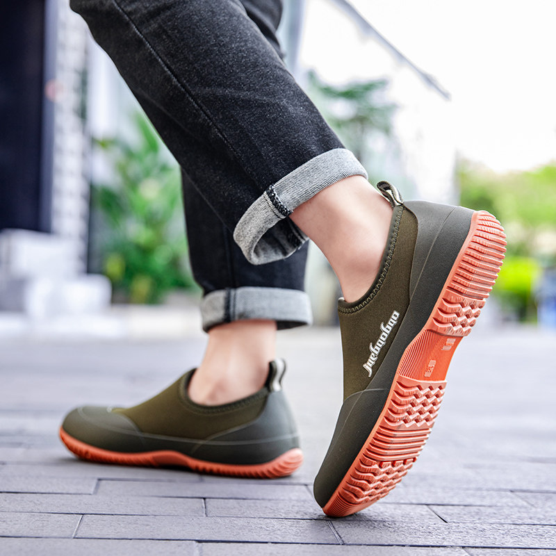 新型高档纽布朗雨鞋男款防水防滑低帮轻便水鞋钓鱼短雨靴男士胶鞋