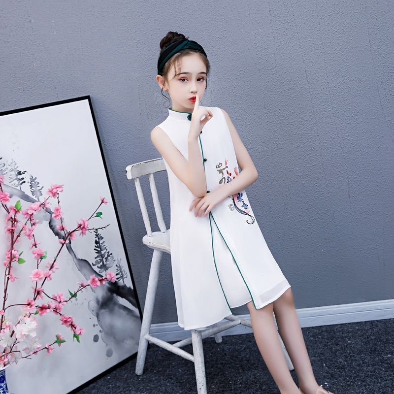 新款女童改良旗袍夏装儿童中国风古装裙子女孩超仙夏季连衣裙脸谱