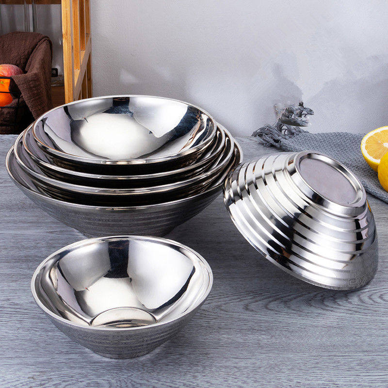 不锈钢面碗双层防烫面汤碗商用大号冷面王麻辣烫拉面碗凉拌面