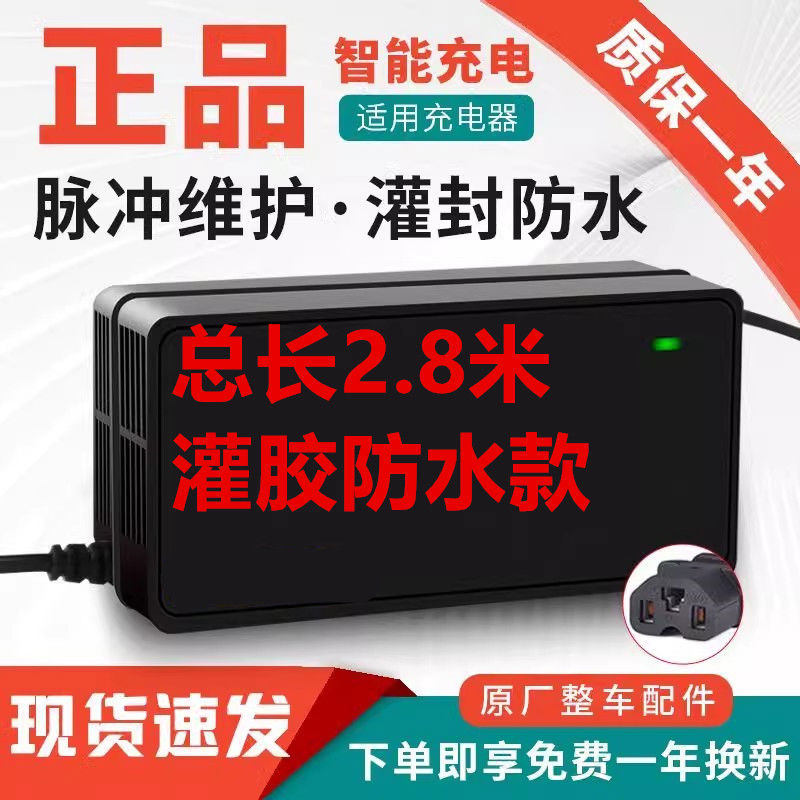 加长线灌胶防水款电动车充电器48V12AH60V20AH72V32A爱玛雅迪