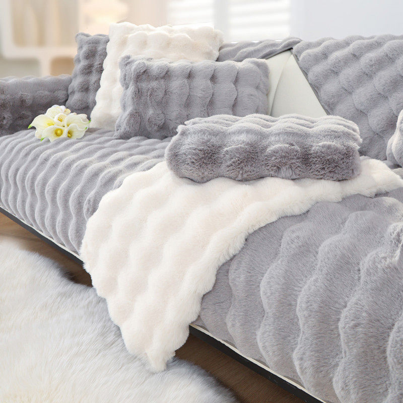 沙发垫秋冬款坐垫冬季固定防滑2025新款直排皮毛绒盖布沙发套罩巾