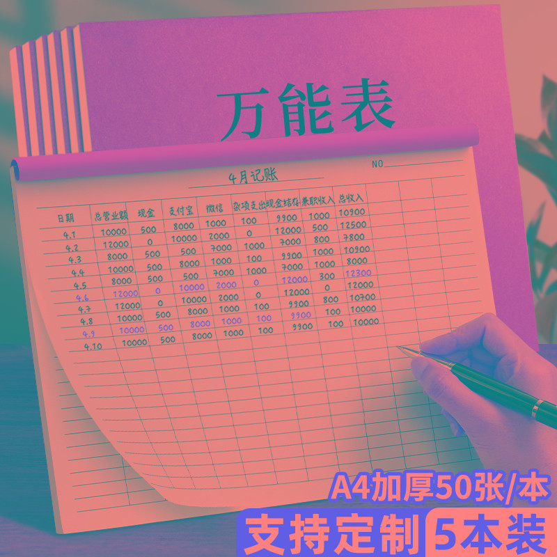 A4万能表格本库存记账本工地记工本疫情登记本上下班签到进销存明
