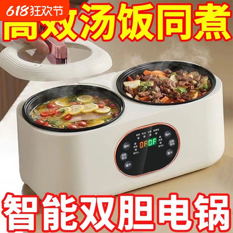 德国新款双胆电饭煲多功能双控蒸煮汤锅4L学生2家用1-3人双用