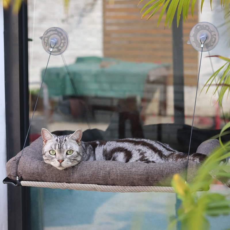 KH猫吊床吸盘式挂窝宠物床网面可拆洗猫笼猫爬高晒太阳台四季