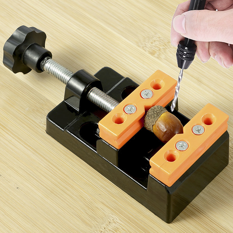 文玩台钳夹床铝合金打孔固定器桃核珍珠夹打孔桌虎钳核桃手持夹具