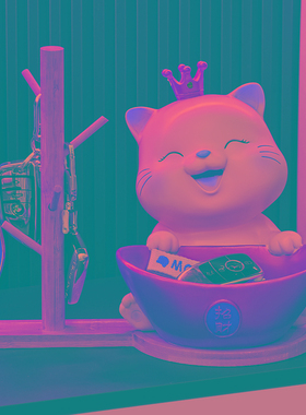 招财猫钥匙收纳入户玄关装饰摆件客厅桌面鞋柜置物架乔迁新居