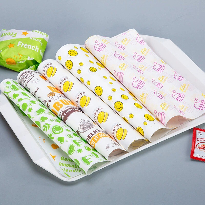 汉堡纸防油纸一次饭团包装纸性鸡肉卷三明治用食包装纸定制