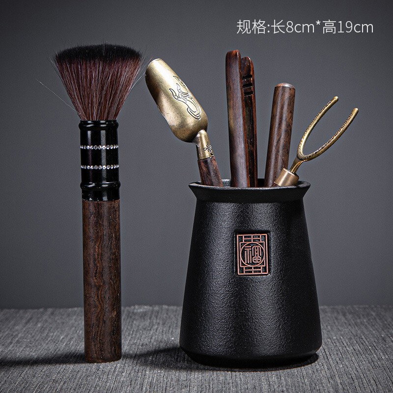 黑檀木茶道六君子套装功夫茶具配件大全茶匙泡茶工具茶夹养壶笔