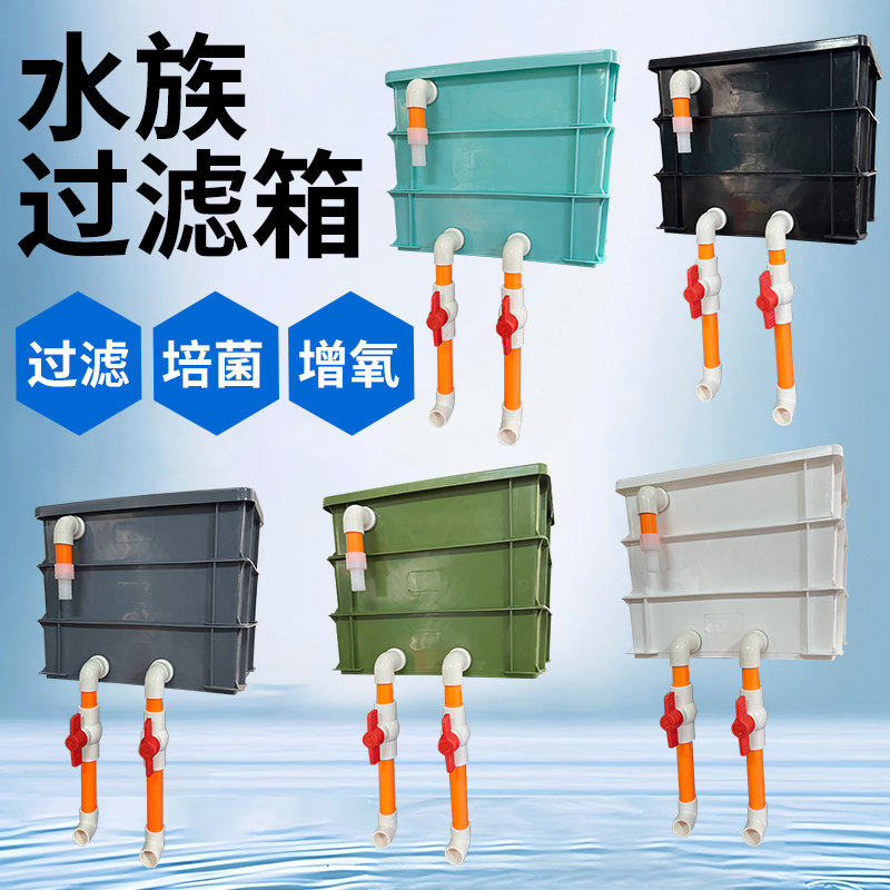 鱼缸过滤器周转箱过滤盒三合一水循环过滤系统自制 diy上置滴