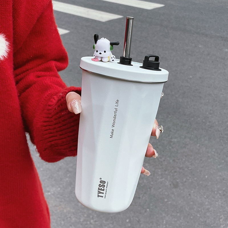 tyeso泰硕咖啡杯保温杯吸管大容量高颜值水杯女生2024新款冰