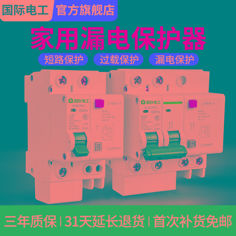 国际电工漏电保护器开关家用2P63aA空气开关总闸带断路器空开