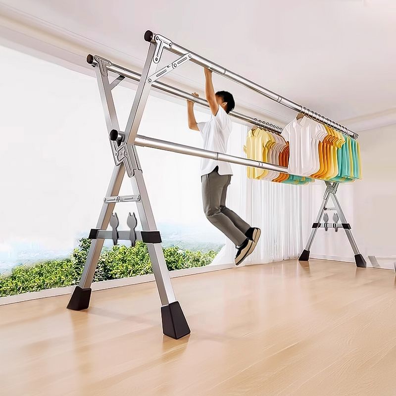 折叠晾衣架落地室内家用阳台卧室不锈钢室外凉伸缩晒被子神器