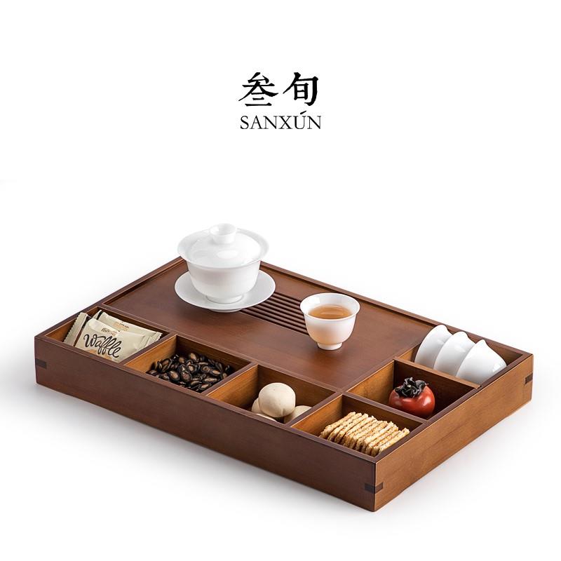 叁旬 周道茶盘多功能竹制托盘茶点盘收纳盒轻奢现代小型茶海茶台