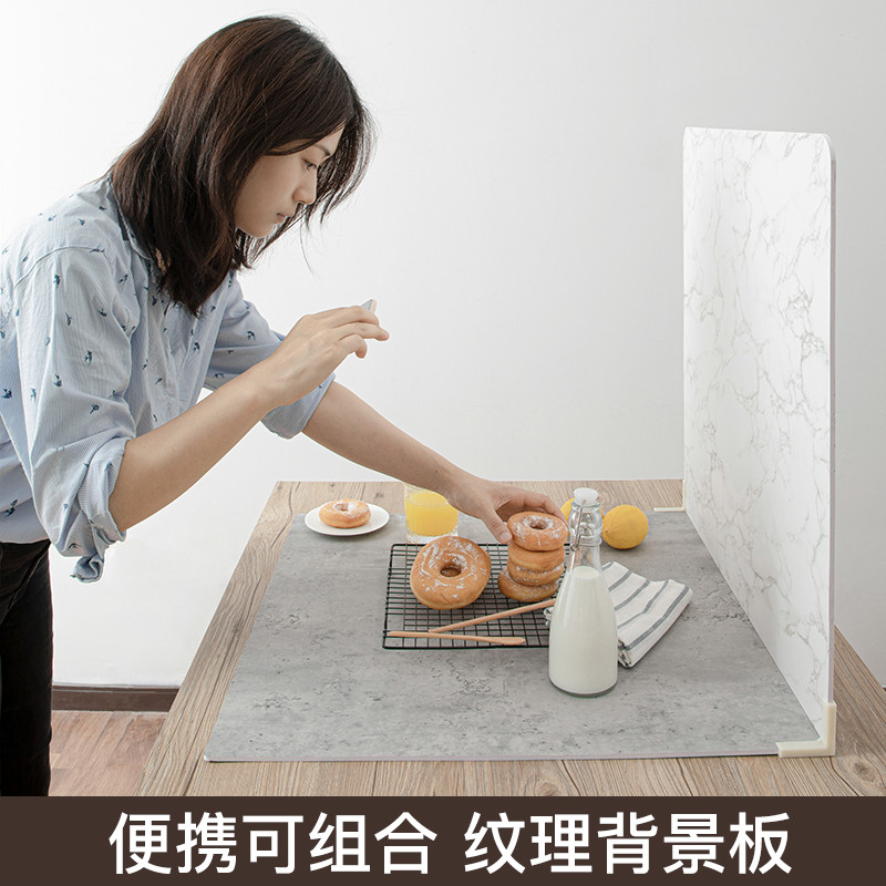 PVC背景板布置拍照白色美食小摆件蛋糕复古背景纸静物产拍
