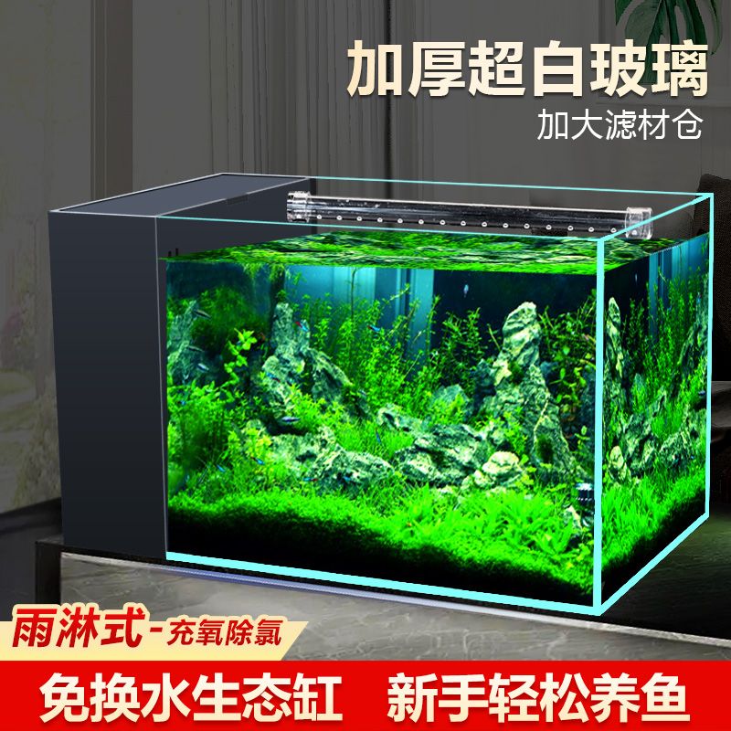 第四代免换水鱼缸一体式办公客厅生态净水循环增氧三合一侧滤鱼缸