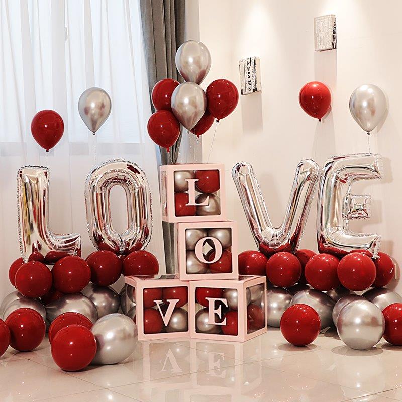 love字母铝膜气球装饰婚房结婚场景布置婚礼婚庆网红透明盒子