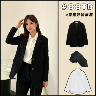 女套装 女士职业正装 大学生面试工作西服黑色 春秋西装 2025新款