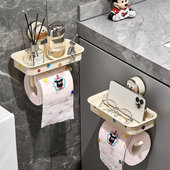 可爱吸盘卷纸架卫生间纸巾盒壁挂式 免打孔洗手间厕所卫生纸置