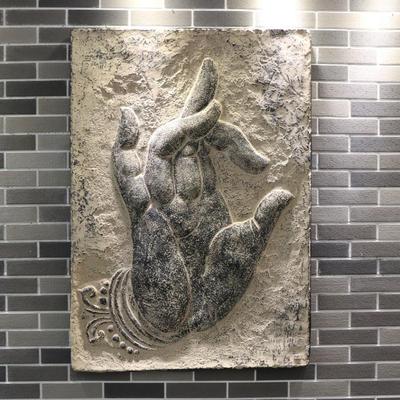 中式浮雕挂件仿古禅意招财佛手玄关墙饰家居装饰品壁饰拈花微笑