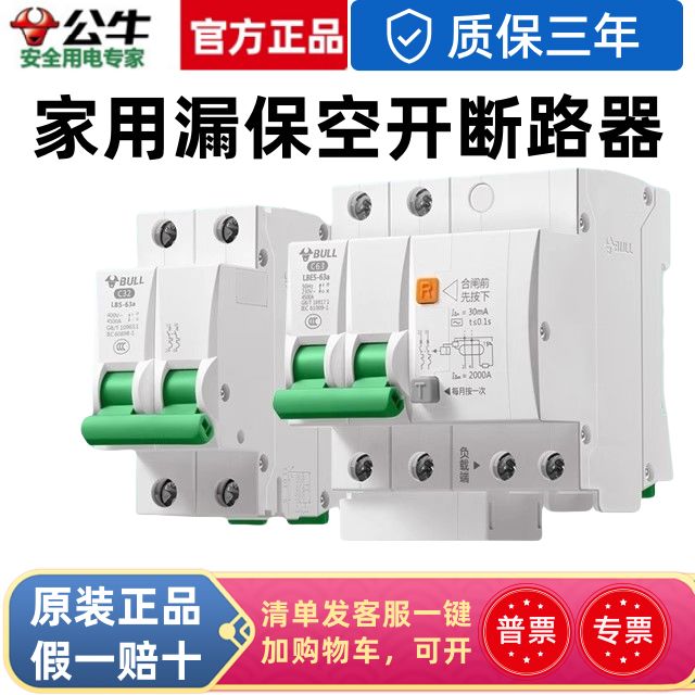 空气开关漏电保护器家用断路器220V三相电闸刀2P32A63A