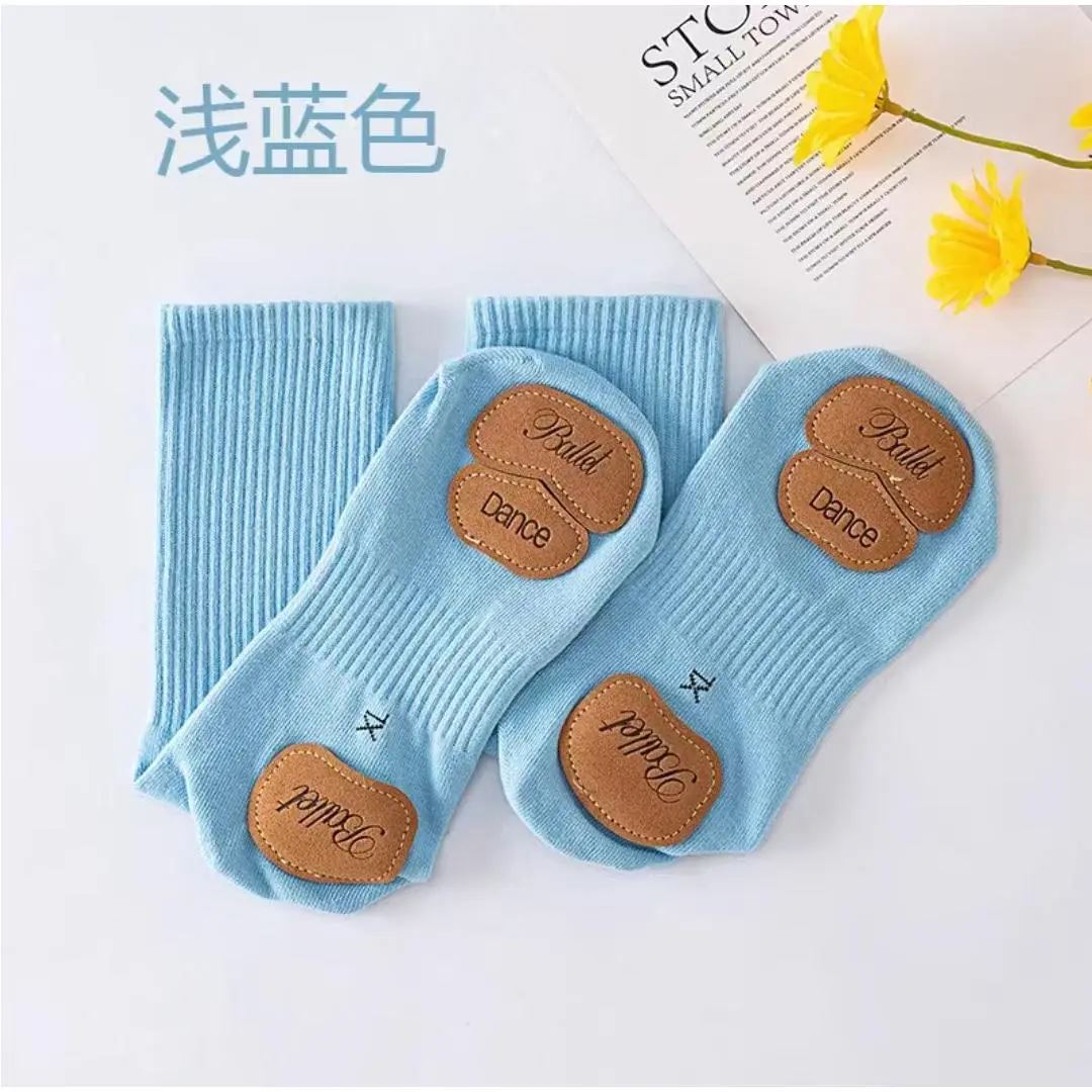 女童舞蹈袜防滑皮底现代舞地板袜跳舞练功加厚中筒袜现代舞芭蕾袜