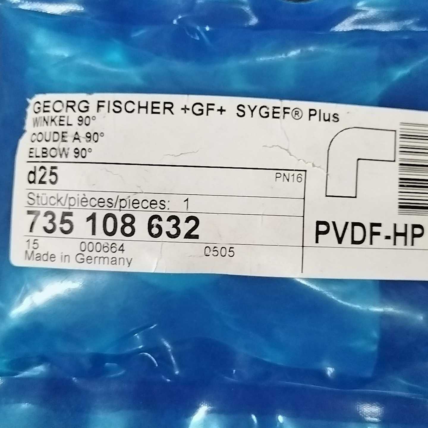 (询价)+GF+弯头 PVDF-HP d25DN20 实物图