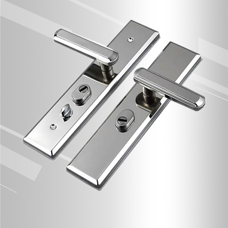 通用型防盗门把手拉手不锈钢面板门锁室内更换锁心双面固定钥匙孔