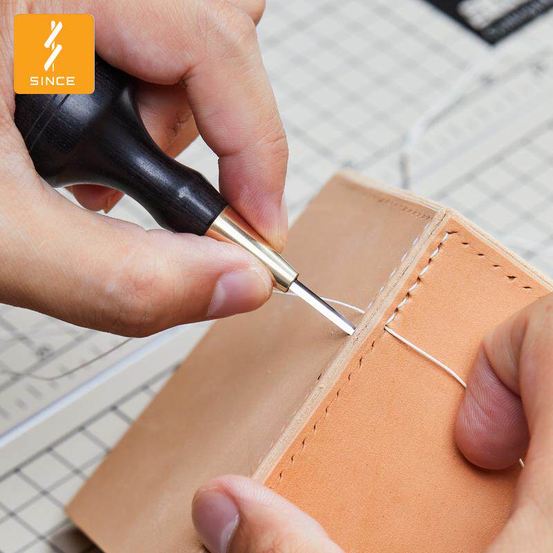 Since皮艺手工皮具diy工具皮革锥子打孔缝线法锥木柄日式菱锥通孔