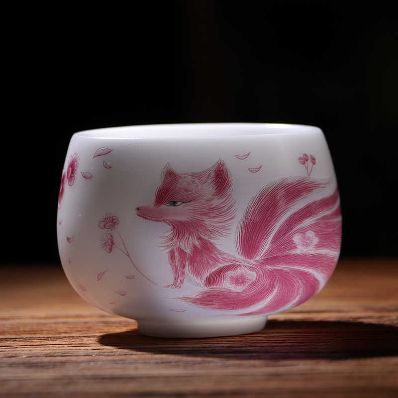 冰种素烧陶瓷茶杯主人杯女高端高档功夫茗单杯单个个人专用